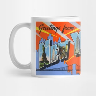 Greetings from New York City - Vintage Large Letter Postcard Mug